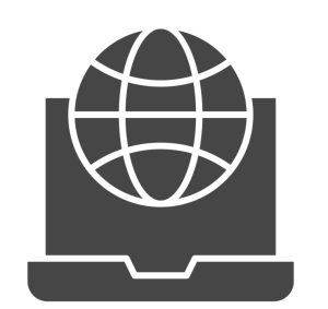 icon of a laptop with a globe